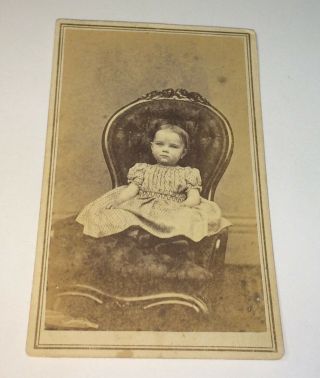 Antique American Civil War Era Victorian Fashion Child,  Worcester,  MA CDV Photo 2