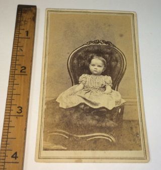 Antique American Civil War Era Victorian Fashion Child,  Worcester,  MA CDV Photo 5