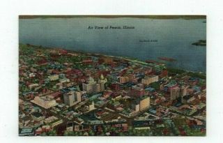 Il Peoria Illinois 1947 Linen Post Card Air View Of Town