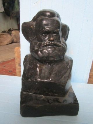 German Communist Karl Marx Soviet Union Ussr Russian Gypsum Bust Statuette C231