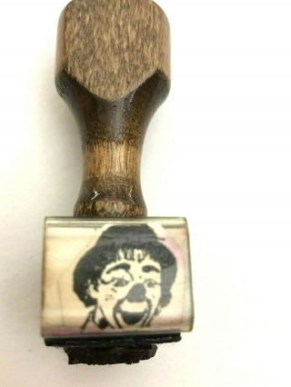 Vintage Clown Rubber Stamp Wood Handle 1960s