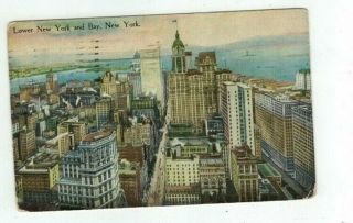 Ny York City Antique 1918 Post Card Lower York And Bay View