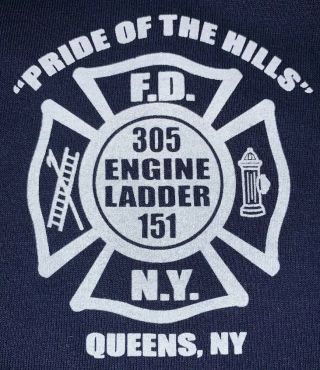 Fdny Nyc Fire Department York City T - Shirt Sz Xl Engine 305 Queens