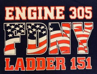 FDNY NYC Fire Department York City T - shirt Sz XL Engine 305 Queens 5