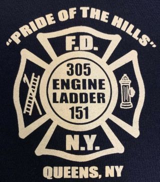 FDNY NYC Fire Department York City T - shirt Sz XL Engine 305 Queens 6