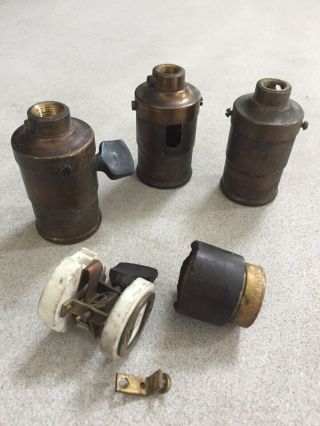 Antique Light Socket Thomson Houston Base Rare Lange Shells 1890s Early 1900s