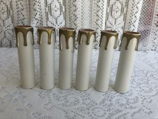 4 1/8 " Vintage White Paper Board Candles Chandelier Socket Covers Set Of 6