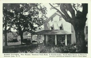 Weeks Tavern Schroon Lake York Essex County 1930s Postcard
