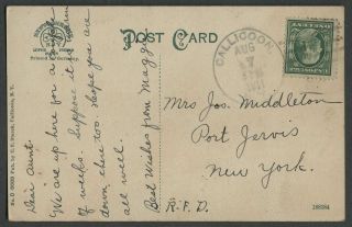 Callicoon NY,  Damascus PA: c.  1907 - 10 Postcard DRIVE ALONG DELAWARE RIVER,  BRIDGE 2