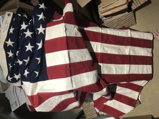 Vintage Cotton 48 Star American Flag Betsy Ross 3’6” By 6’8”