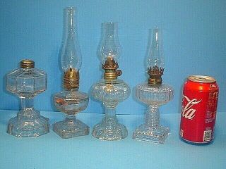 4 Antique P&a Miniature Oil Lamps