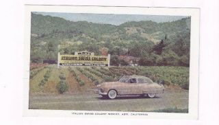 Antique Advertising Post Card Italian Swiss Colony Wines & 1958 Of 1959 Cadillac
