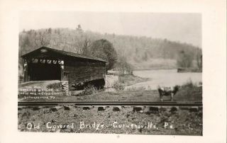 Postcard Pennsylvania Curwensville Old Covered Bridge Rppc Clearfield County