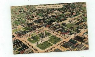 Mo Clinton Missouri 1952 Linen Post Card Aerial View Of City