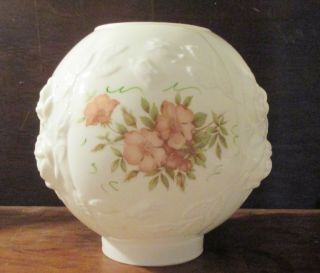 4 " Gwtw Gone With The Wind Banquet White Glass Ball Lamp Shade Globe Pink Floral
