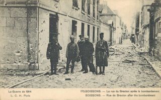Military Soissons Rue De Breuton After The Bombardment 02.  88