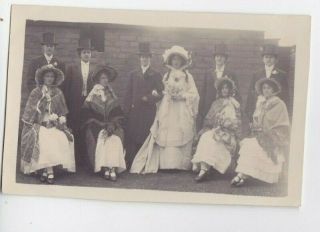 Old Photo Postcard Women Dressed As Men Mock Wedding Bride Groom Humour A707