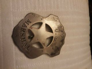 badge US Marshal solid silver color heavy 5