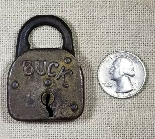 Vintage Brass? Padlock Marked " Buck 2 " Fair Cond.  2 " No Key "