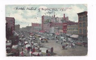 Il Chicago Illinois Antique 1911 Db Post Card Scene In Haymarket Square