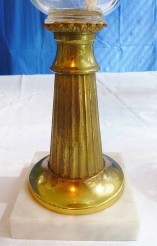Tall Antique Oil Lamp with Brass Stem 2