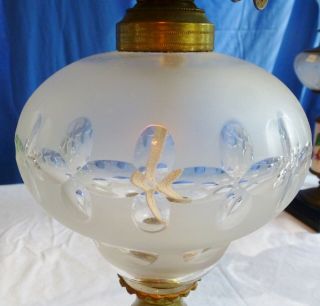 Tall Antique Oil Lamp with Brass Stem 3