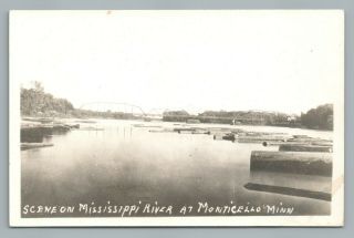Mississippi River Logs Monticello Minnesota Rppc Vintage Photo 1940s