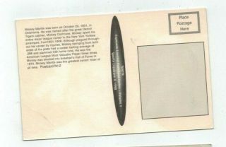 Vintage 1998 Mickey Mantle Baseball Post Card Exp.  Ltd.  Post Card Series Vol 1 2
