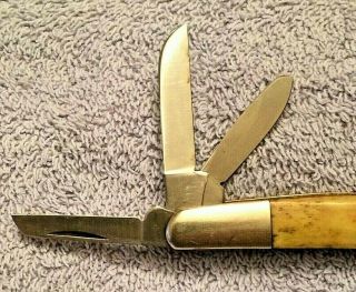 VINTAGE PARKER CUTLERY CO.  6 - BLADE CONGRESS SMOOTH BONE POCKET KNIFE 3