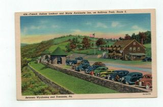 Pa Wyalusing Pennsylvania Antique Linen Post Card French Azilum Lookout & Inn