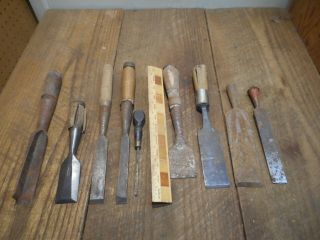 L4380 Vintage & Antique Wood Chisels - Some need TLC - 1 Stanley,  Etc 6