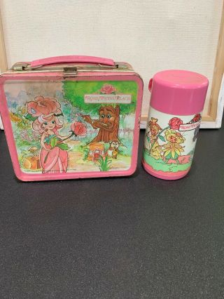 Rare Vintage Aladdin 1983 Rose - Petal Place Metal Lunchbox With Thermos