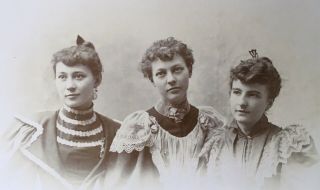 1880’s Pretty School Girls Three All Named Cabinet Card Photo Buffalo York