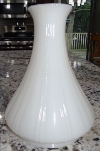 White Milk Glass Angle Lamp Chimney Shade Ribbed Oil Kerosene Vtg Antique