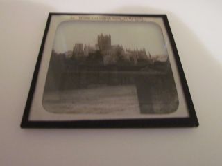 Glass Magic Lantern Slide WELLS CATHEDRAL FROM WALLS C1900 PHOTO SOMERSET 2