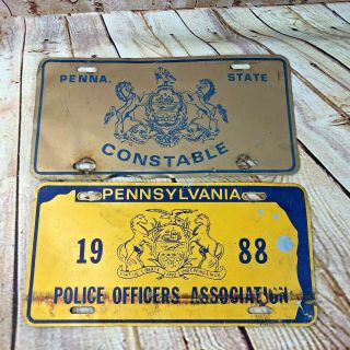 Vintage Pennsylvania Police Officers & Constable License Plates Antique