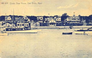 Oak Bluffs Ma Ocean View House Boats 1907 Postcard