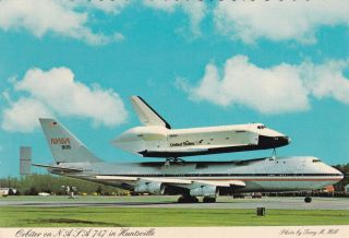 747 & Space Shuttle Huntsville Alabama Space & Rocket Center Postcard 1970 