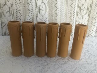 4 " Vintage Tan Plastic Candles Chandelier Socket Covers Set Of 6
