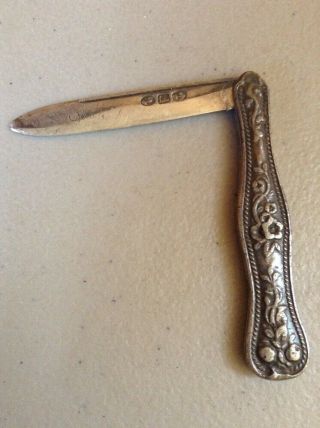Vintage Antique Sterling Silver Victorian Fruit Pocket Knife