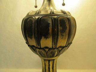 MASSIVE MILLER REVERSE - PAINTED SLAG GLASS LAMP WITH CHIPPED ICE TEXTURING 9