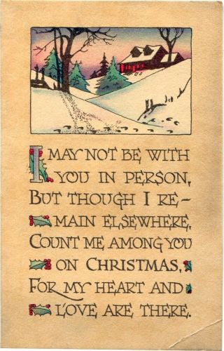 Arts & Crafts Christmas Winter Pastoral Scene Evergreens J Raymond Howe Postcard