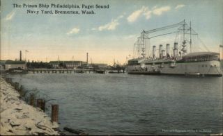 Bremerton Wa Prison Ship Philadelphia Puget Sound C1910 Postcard