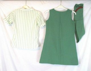 Vintage Girl Scout Uniform Jumper Blouse Shirt Sash Green Sz 14 CB95B 3