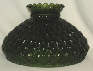 Nos Solid Green Diamond Quilted Lamp Shade Aladdin,  Rayo,  Coleman 10 " Fitter