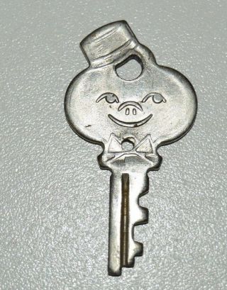 Vintage American Tourist Luggage Key Happy Face Bellhop Necklace Charm Rare