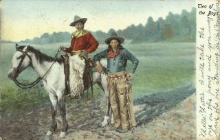 Two Of The Boys Cowgirls Western Rodeo Hench Landisburg Undivided 1907 Postcard