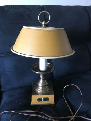 17 " Vintage Tell City Chair Co.  Mid Century Yellow Metal Brass Candle Desk Lamp