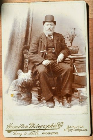 Victorian Cabinet Photograph Of A Man With A Skye Terrier