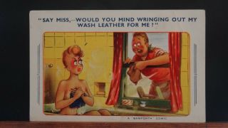 Bamforth Comic Postcard: Window Cleaner & Big Boobs Theme